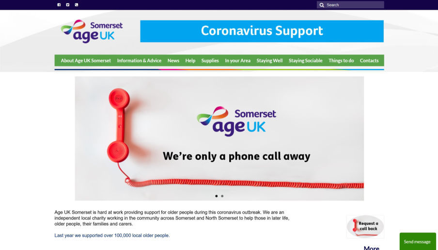 Screenshot Age UK Somerset Coronavirus website