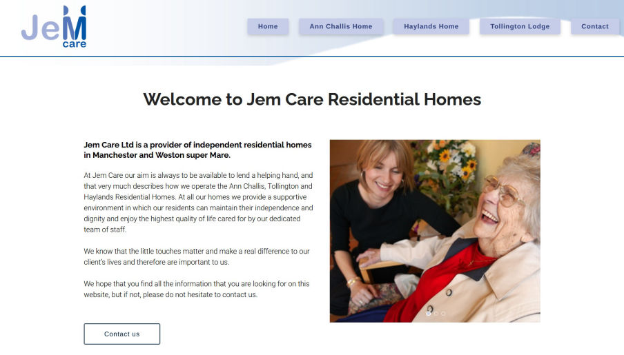 Jem Care Residential Homes website by Gammonstake