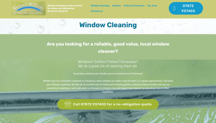 Richard Williams Somerset Gutter and Window Cleaning website by Gammons Take